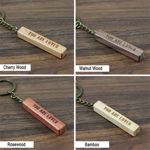 Ecofriendly Wood Keyrings Bamboo Keychains Thin Wooden Key chain Customized logo for Promotion