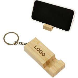 Wood Key Chain Wooden Phone Holder Wooden Keychains  Bamboo Keyrings Customized logo for Gifts