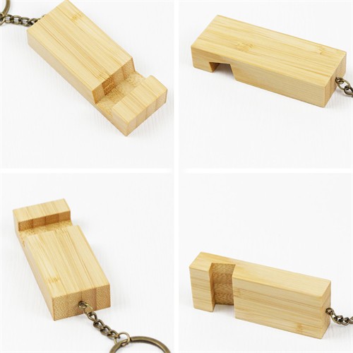 Wood Key Chain Wooden Phone Holder Wooden Keychains  Bamboo Keyrings Customized logo for Gifts