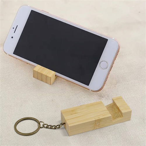 Wood Key Chain Wooden Phone Holder Wooden Keychains  Bamboo Keyrings Customized logo for Gifts