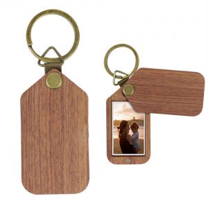 Multifunctional Wooden Key Chain Wooden Photo Frame Bamboo Keychains Wood Keyrings Customized logo for Gifts