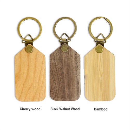 Multifunctional Wooden Key Chain Wooden Photo Frame Bamboo Keychains Wood Keyrings Customized logo for Gifts