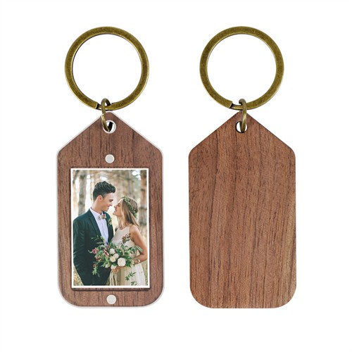 Multifunctional Wooden Key Chain Wooden Photo Frame Bamboo Keychains Wood Keyrings Customized logo for Gifts