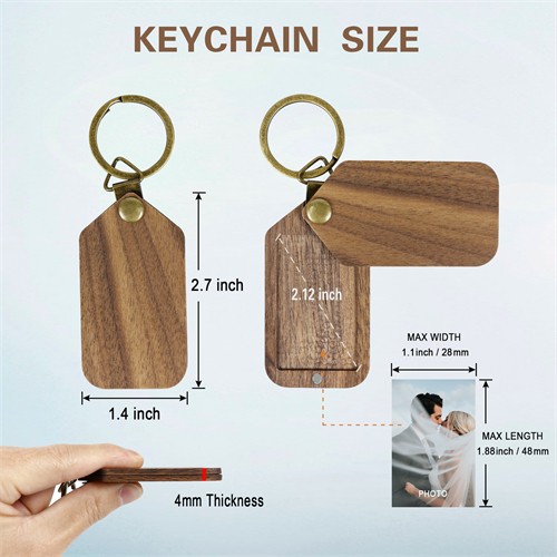 Multifunctional Wooden Key Chain Wooden Photo Frame Bamboo Keychains Wood Keyrings Customized logo for Gifts