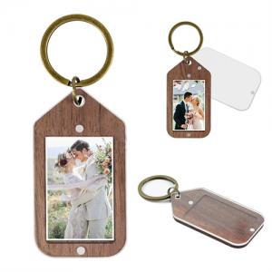 Hot Sale Wooden Photo Chain Wooden Keychains Bamboo Keyrings Acrylic Photo Chain Customized logo for Promotion