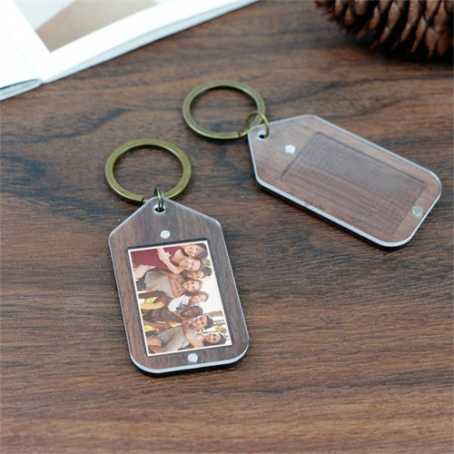 Hot Sale Wooden Photo Chain Wooden Keychains Bamboo Keyrings Acrylic Photo Chain Customized logo for Promotion