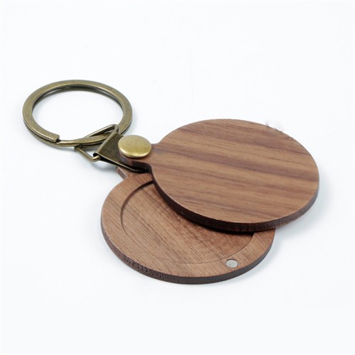 Wooden Photo Chain Round Wooden Keychains Bamboo Key Rings Customized logo for Promotional Gifts