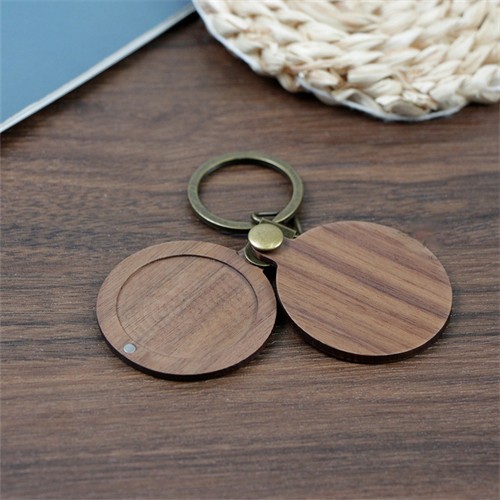 Wooden Photo Chain Round Wooden Keychains Bamboo Key Rings Customized logo for Promotional Gifts