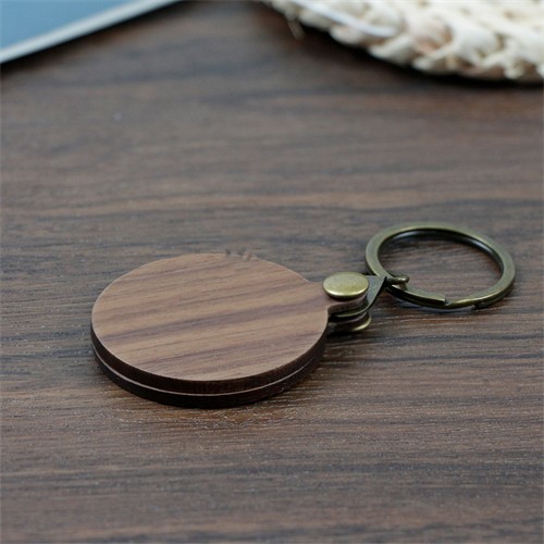 Wooden Photo Chain Round Wooden Keychains Bamboo Key Rings Customized logo for Promotional Gifts