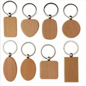 Various Shape Wooden Key Chain Simple Wood Keyrings Bamboo Models Customized logo for Promotion Gifts