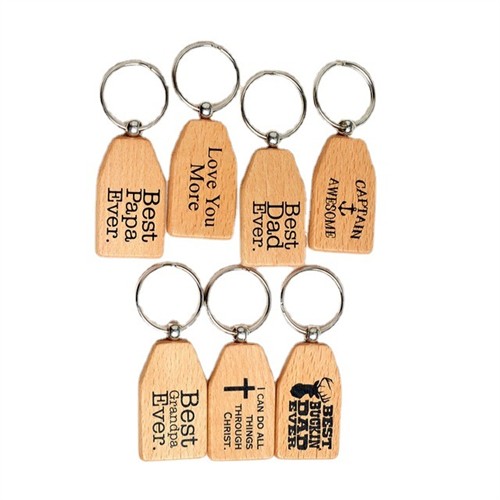 Various Shape Wooden Key Chain Simple Wood Keyrings Bamboo Models Customized logo for Promotion Gifts