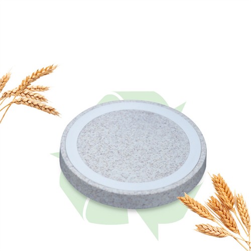 Recycled Wheat Straw Wireless Charger Round Wireless Charging Station Customized logo for Promotion