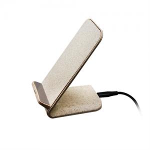 Ecofriendly Wheat Straw Wireless Charging Station Sustainable Phone Holder Wireless Charger Customized logo for Promotion