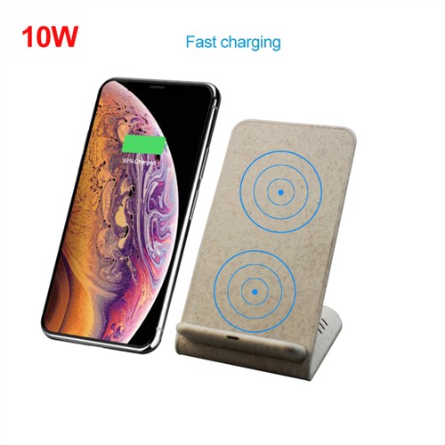 Ecofriendly Wheat Straw Wireless Charging Station Sustainable Phone Holder Wireless Charger Customized logo for Promotion