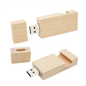 Wooden USB Stick Phone Holder Model Bamboo USB Flash Drive Customized logo for Promotional Gifts