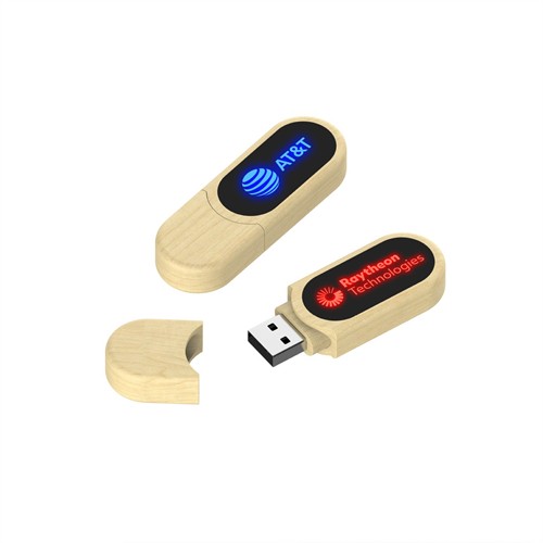 Lighting USB Flash Drives LED Wooden USB Stick Custom Bamboo USB Pen with Logo for Promotion