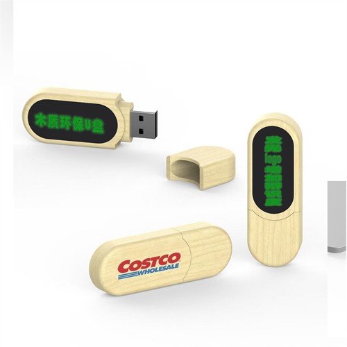 Lighting USB Flash Drives LED Wooden USB Stick Custom Bamboo USB Pen with Logo for Promotion