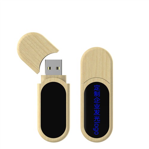 Lighting USB Flash Drives LED Wooden USB Stick Custom Bamboo USB Pen with Logo for Promotion