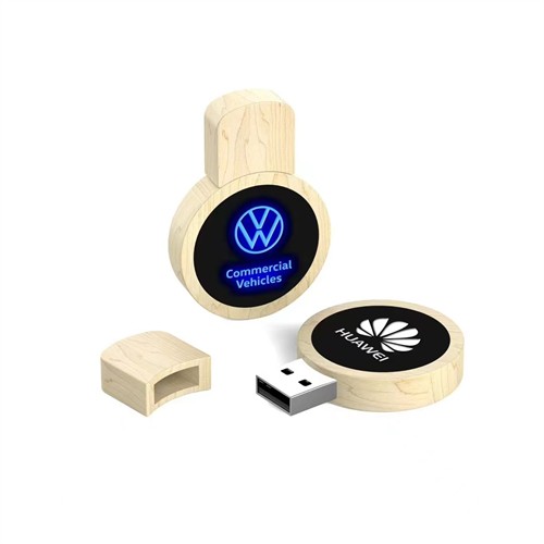 Luminous USB Stick Ecofriendly Wooden USB Flash Drive Bamboo USB Pen Custom LED USB for Promotional Gifts