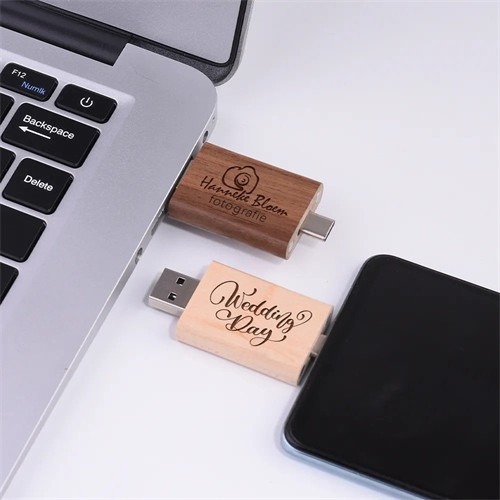 Portable Phone USB Sticks Wooden Type C USB Flash Drives Different Shapes Type C USB Bamboo Models Custom logo for Promotion