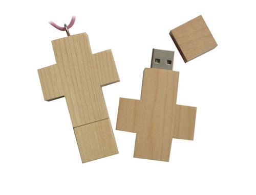 Custom USB Stick Cross Model Bamboo USB or Wood USB Flash Drive Customized logo for Promotion 