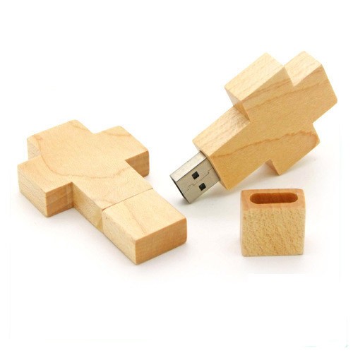 Custom USB Stick Cross Model Bamboo USB or Wood USB Flash Drive Customized logo for Promotion 