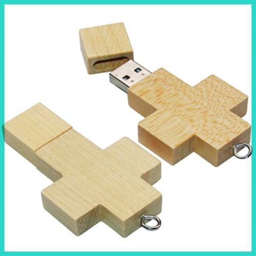 Custom USB Stick Cross Model Bamboo USB or Wood USB Flash Drive Customized logo for Promotion 