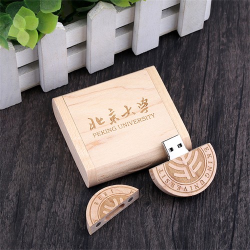 Round USB Memory Disk Bamboo USB Stick or Wooden USB Flash Drive Customized logo for Promotion