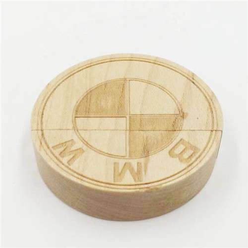 Round USB Memory Disk Bamboo USB Stick or Wooden USB Flash Drive Customized logo for Promotion