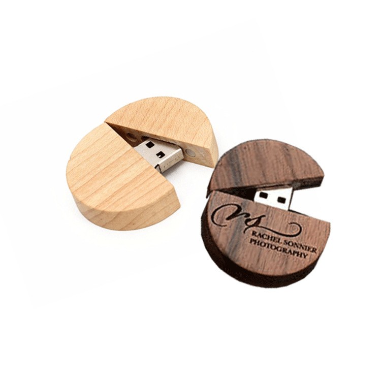 Round USB Memory Disk Bamboo USB Stick or Wooden USB Flash Drive Customized logo for Promotion