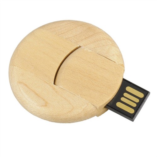 Round Mini USB Flash Drive Bamboo USB Stick or Wooden USB Memory Disk Customized logo for Promotion