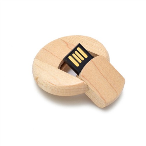 Round Mini USB Flash Drive Bamboo USB Stick or Wooden USB Memory Disk Customized logo for Promotion