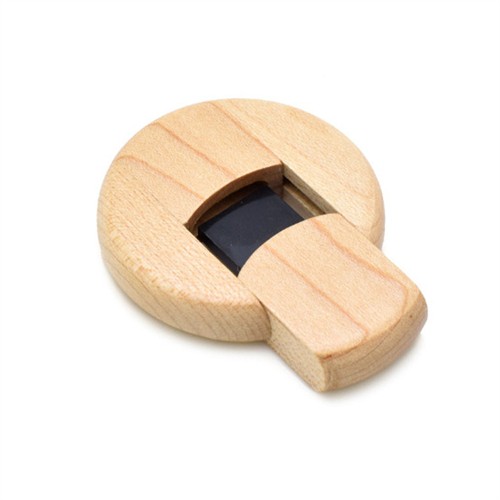 Round Mini USB Flash Drive Bamboo USB Stick or Wooden USB Memory Disk Customized logo for Promotion