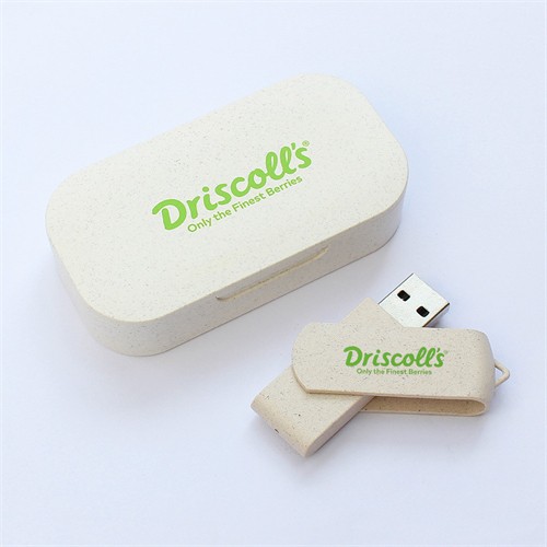 New Popular Twist USB Flash Drive Recycled USB Flash Pen Sustainable USB Wheat Straw Material Customized logo for Promotion