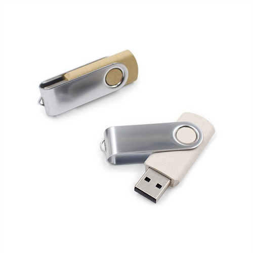 Hot selling Twist USB Flash Drive Sustainable USB Stick Swivel USB Recycled Wheat Straw Material OEM logo Printed or Engraved for Promotion Gifts
