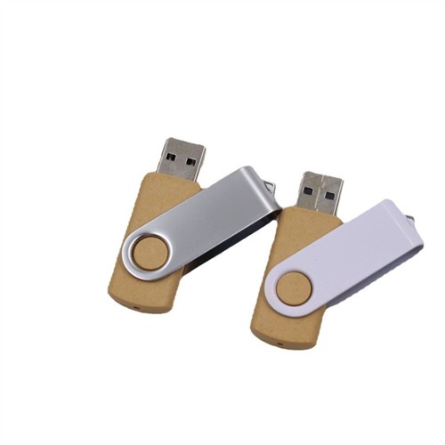 Hot selling Twist USB Flash Drive Sustainable USB Stick Swivel USB Recycled Wheat Straw Material OEM logo Printed or Engraved for Promotion Gifts