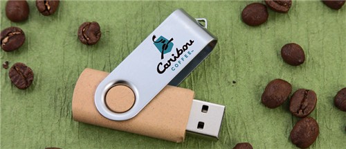 Hot selling Twist USB Flash Drive Sustainable USB Stick Swivel USB Recycled Wheat Straw Material OEM logo Printed or Engraved for Promotion Gifts