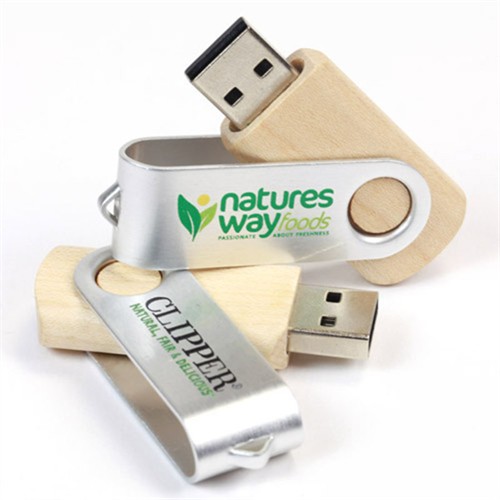 Classic Twist USB Key Wood USB Flash Drive Bamboo USB Stick  Swivel USB Pen Customized logo for Gifts