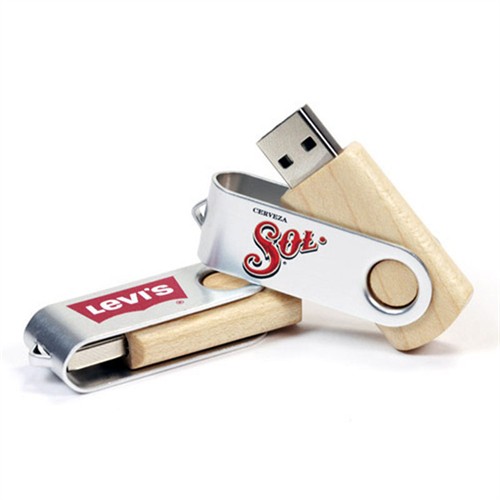 Classic Twist USB Key Wood USB Flash Drive Bamboo USB Stick  Swivel USB Pen Customized logo for Gifts
