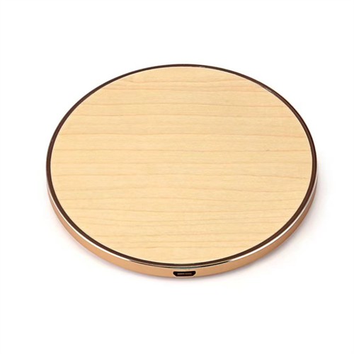 Round Wireless Charger Bamboo Model Wood Charging Case Metallic Colorful Base Customized logo for Promotional Gifts