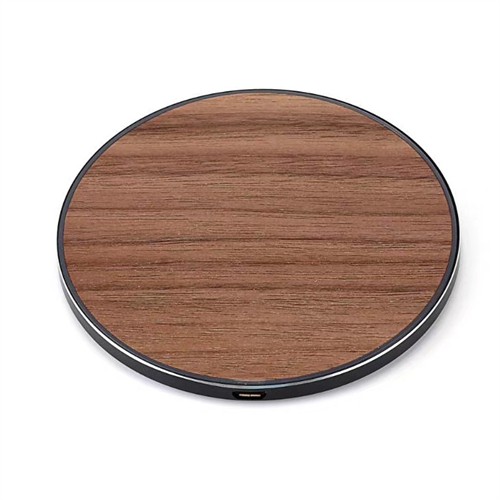 Round Wireless Charger Bamboo Model Wood Charging Case Metallic Colorful Base Customized logo for Promotional Gifts