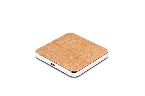 Square Wireless Charger Bamboo Model  Wireless Charging Wooden Case Metallic Colorful Base Customized logo for Promotion