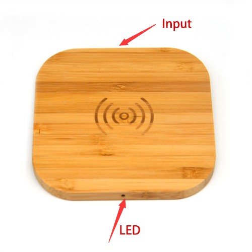 Square Wireless Charger Bamboo Model Wooden Wireless Charging Case Customized logo for Promotional Gifts