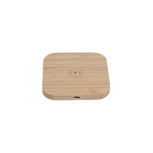 Square Wireless Charger Bamboo Model Wooden Wireless Charging Case Customized logo for Promotional Gifts