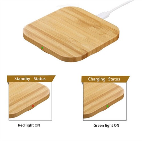 Square Wireless Charger Bamboo Model Wooden Wireless Charging Case Customized logo for Promotional Gifts