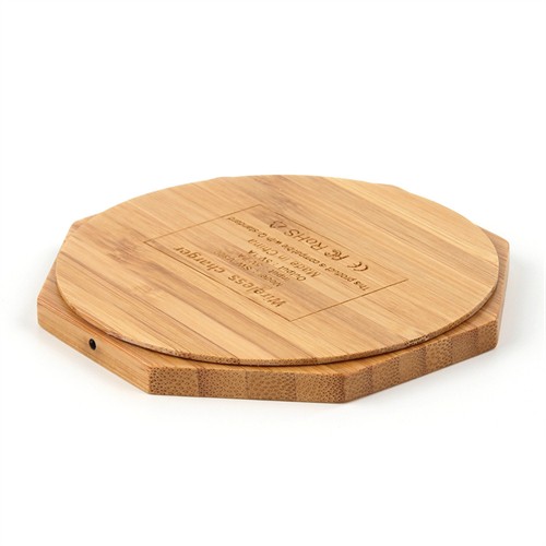 Wooden Wireless Charger Bamboo Wireless Charging Model Customized Logo Printed or Engraved for Promotion