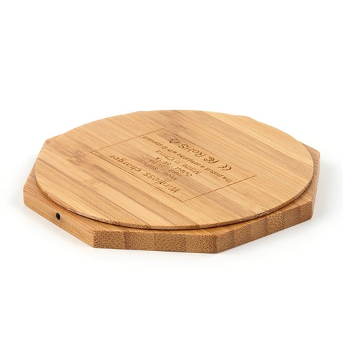 Wooden Wireless Charger Bamboo Wireless Charging Model Customized Logo Printed or Engraved for Promotion
