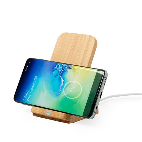 Ecofriendly Wireless Charger Wooden Model Bamboo Wireless Charging Holder Customized Logo for Promotional Gifts