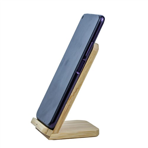 Ecofriendly Wireless Charger Wooden Model Bamboo Wireless Charging Holder Customized Logo for Promotional Gifts