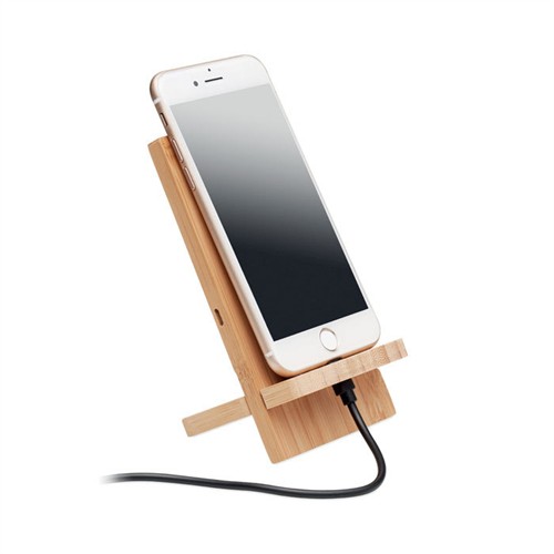 Sustainable Wood Wireless Charging Holder Bamboo Wireless Charger Phone Holder Customized Logo for Promotion